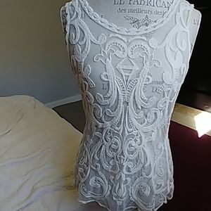 Express top | Ivory lace overlay tank top